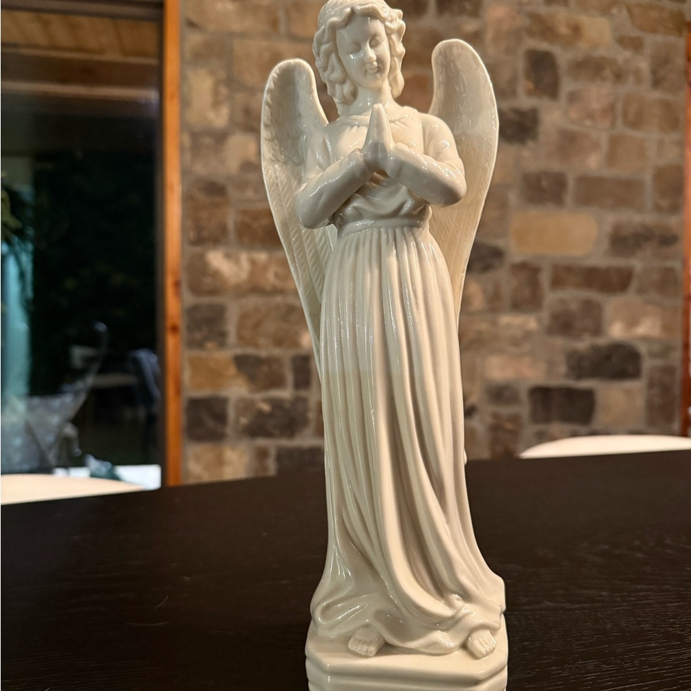 Elegant White Angel Figurine 12” Ceramic